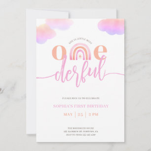Onederful Rainbow Girl 1er anniversaire Invitation