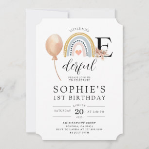 ONEderful Rainbow Girl'anniversaire Invitation