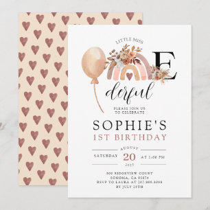 ONEderful Rainbow Girl'anniversaire Invitation