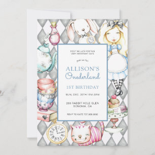 ONEderland Girl's 1st Birthday Invitation