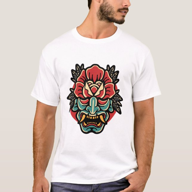 Oni- rose tatouage design T-shirt (Devant)