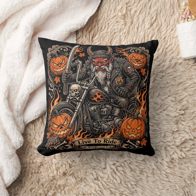 Oni Samurai Biker Halloween Coussin - Vivre Pour R (Couverture)