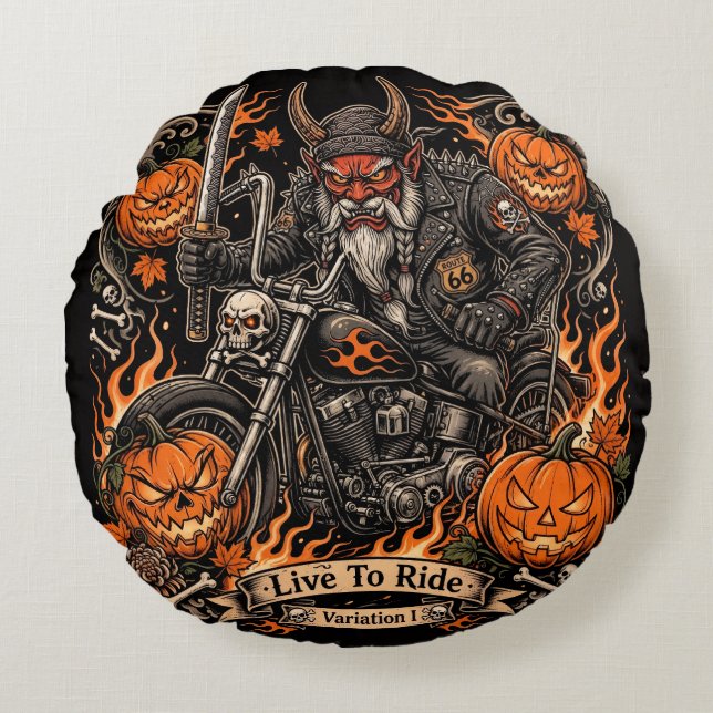 Oni Samurai Biker Halloween Coussin - Vivre Pour R (Devant)