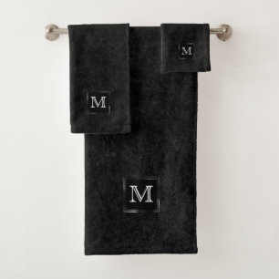 Onyx Black Velvet Monogramme de hachage de table