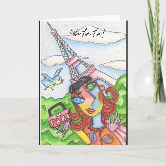 Ooh La La ! Carte femme à Paris (Devant)