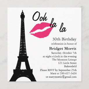 Ooh la la ! Invitation d'anniversaire (blanc)