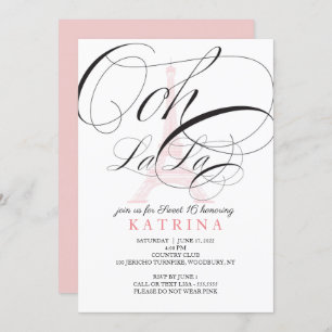 Ooh La La Paris France Sweet 16 Invitation
