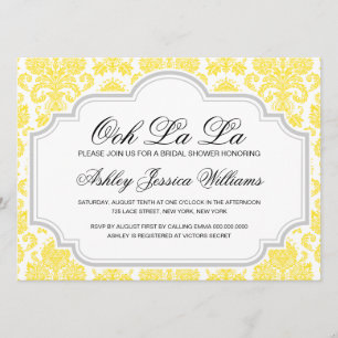 Ooh La La Yellow Damask Invitations de douche nupt