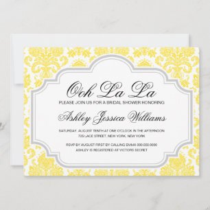 Ooh La La Yellow Damask Invitations de douche nupt