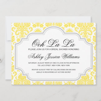 Ooh La La Yellow Damask Invitations de douche nupt