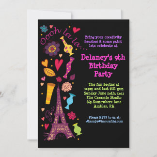 Oooh La La Paris Anniversaire Fête Invitation