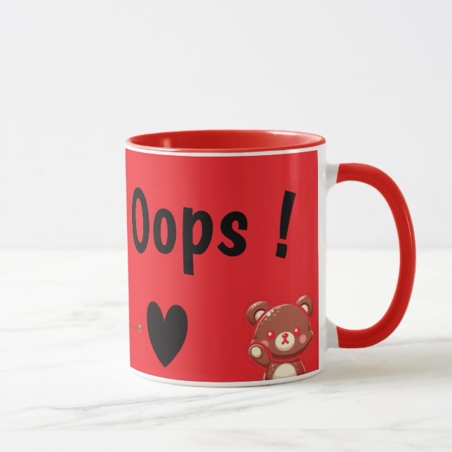 Oops! Cute Teddy Bear Mug – Funny Love Bear Design (Droite)
