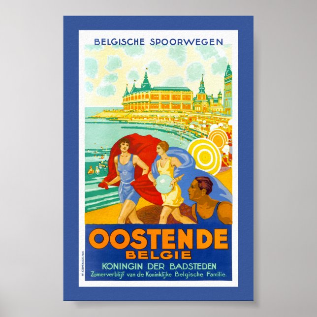 Oostende Belgique Ancienne Affiche de Voyage Resta (Devant)