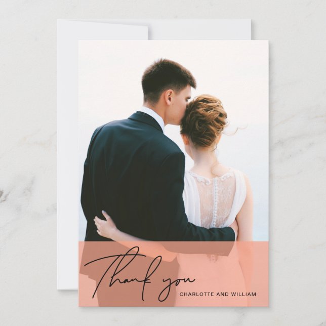 Opaque orange | Carte Mariage Merci (Devant)