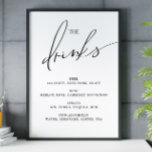 Open bar Menu Le mariage des boissons affiche Post<br><div class="desc">Faites une déclaration amusante et mémorable lors de votre réception de mariage avec notre Open Bar The Drinks Mariage Sign Poster. Ce panneau élégant et ludique est conçu pour guider vos invités vers le bar ouvert, donnant le ton pour une fête festive et joyeuse. Design ludique : Avec une police...</div>