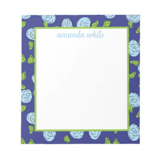 Open Flowers Blue sur le Bloc-notes Navy