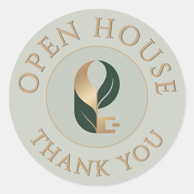 Open House Thank You Seal Logo Sticker Sage + Gold (Devant)