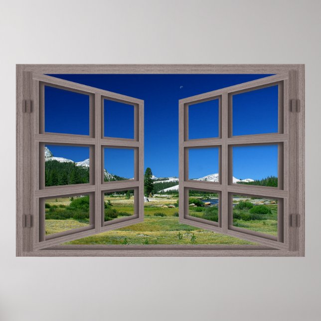 Open Window To Moon Over Tuolumne Meadows Poster (Devant)