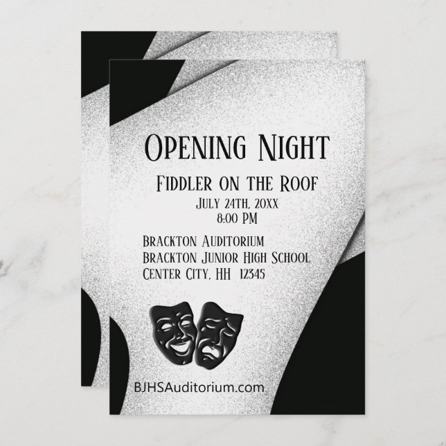Opening Night Theater Masks Invitation (Devant / Derrière)