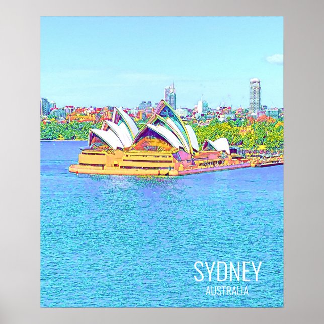 Opera House Sydney Vue sur l'eau du port Poster (Devant)