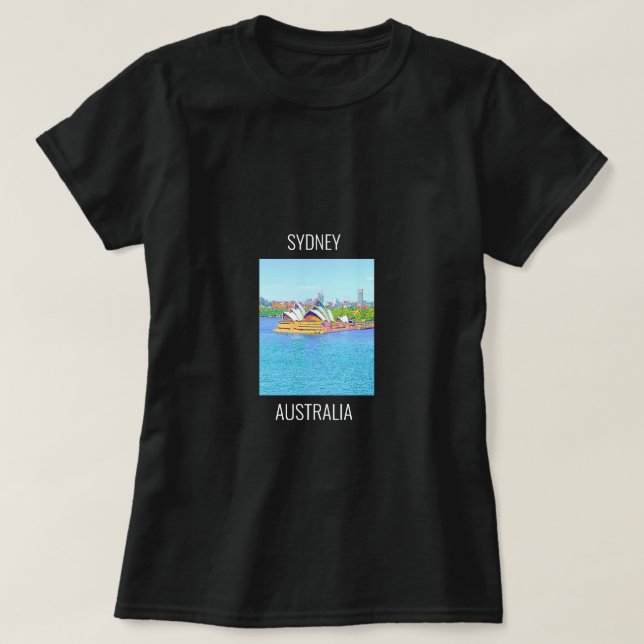Opera House Sydney Vue sur l'eau du port T-shirt (Design devant)