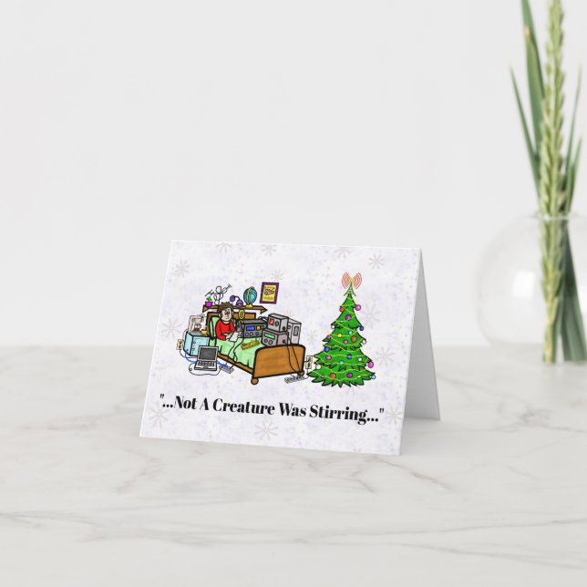 Opérateur Radio Amateur en carte de Noël au lit (Devant)