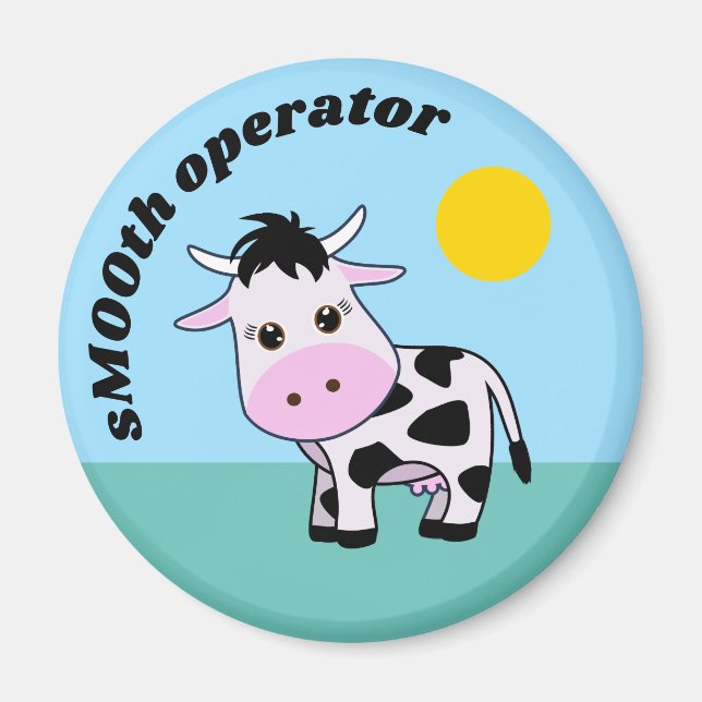 "Opérateur sMOOth" Magnet de vache mignonne (Devant)