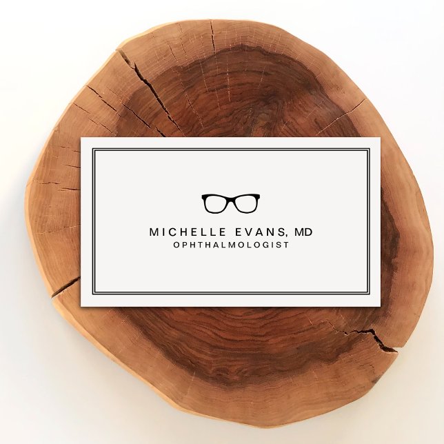 Ophtalmologiste Carte de visite noir et ivoire (Créateur téléchargé)