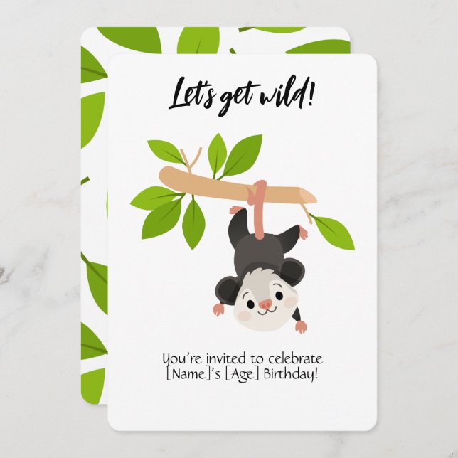 Opossum Birthday Invitation (Devant / Derrière)