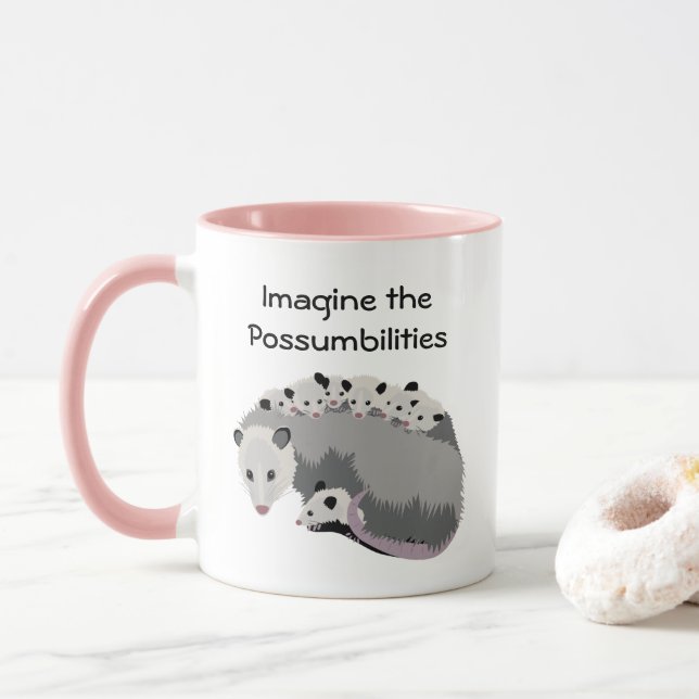 Opossum de maman et tasse de famille (Avec donut)