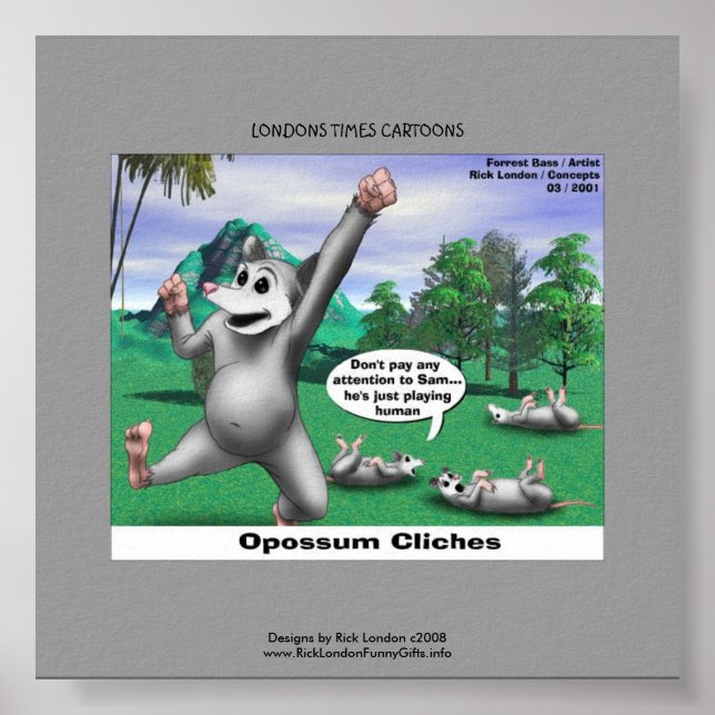 Opossums Jouant Morts Drôle Impression sur Toile (Devant)