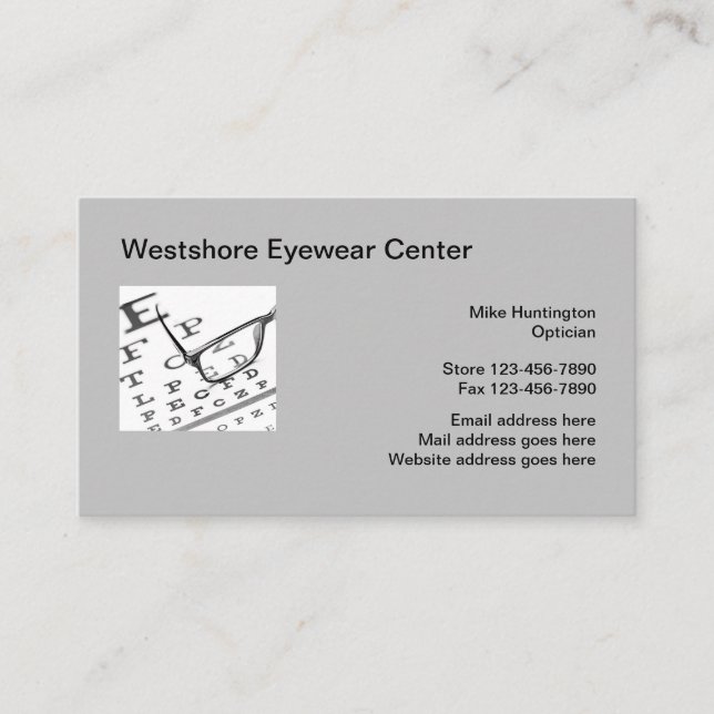 Opticien Cartes de visite de la Boutique de vêteme (Devant)