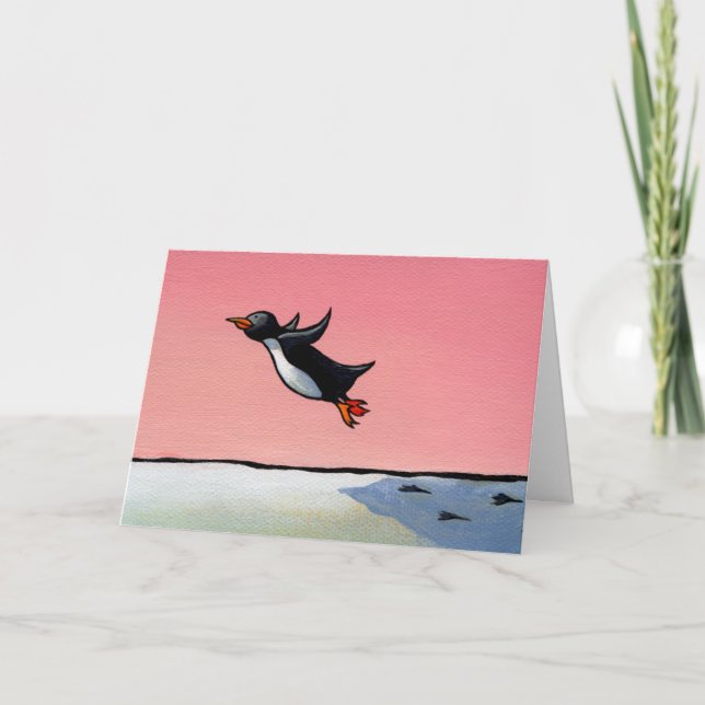 Optimiste éternel d'art de pingouin de carte de (Devant)