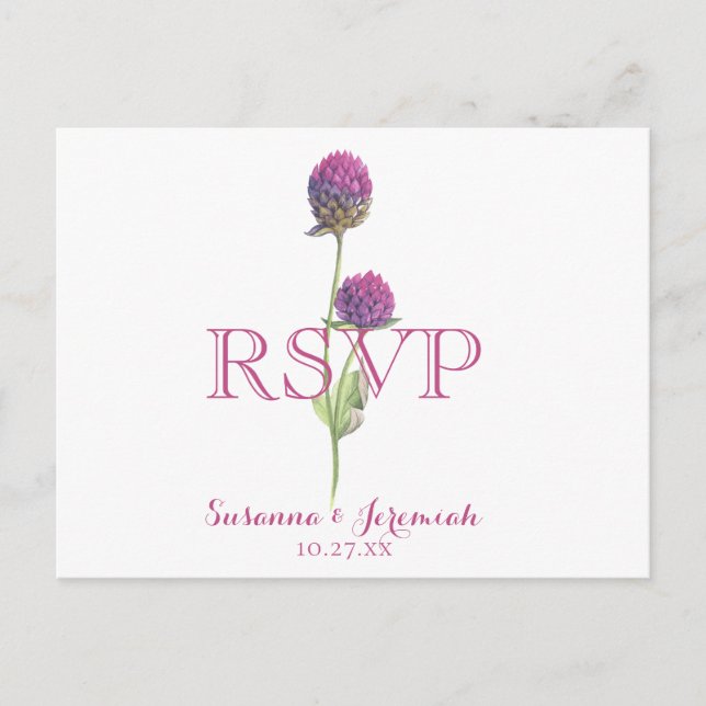 Option de menu RSVP floral rose aquarelle (Devant)
