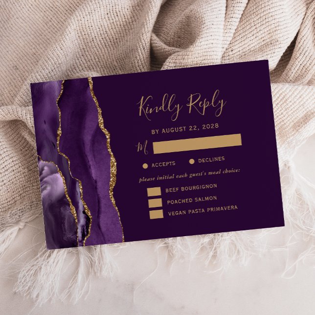 Options de repas en agate or violet RSVP mariage p (Créateur téléchargé)