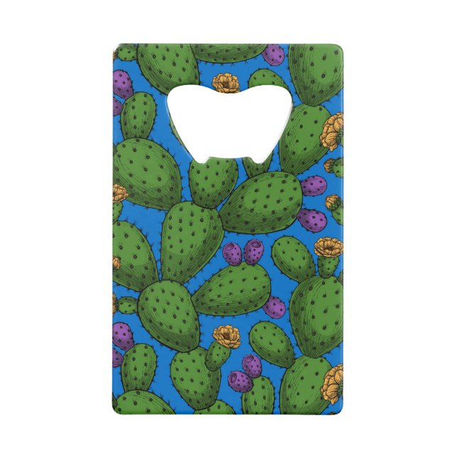 Opuntia en fleurs sur fond bleu (Devant)