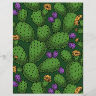 opuntia en fleurs sur fond vert foncé