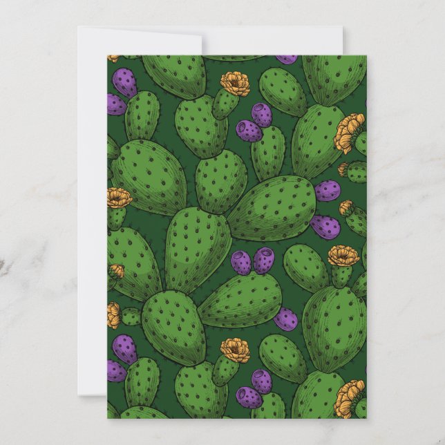Opuntie de floraison sur vert foncé (Devant)
