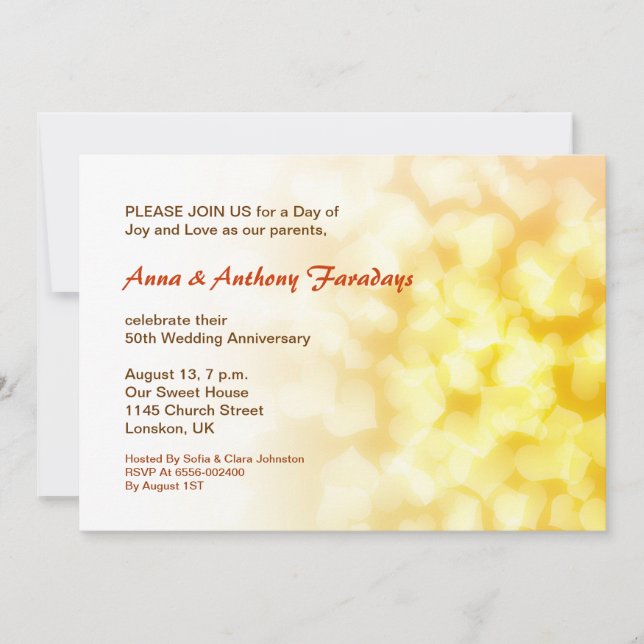 or 50e anniversaire mariage coeur invitation (Devant)