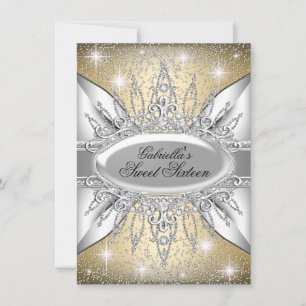 Or & Argent Sparkle Diamond Sweet 16 Invitation