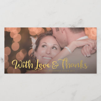Or avec amour et merci Overlay Mariage Carte photo