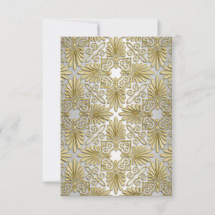 Or blanc Art déco Damask RSVP 2