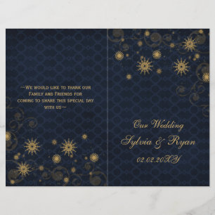 or bleu Snowflakes programmes de mariage pliés