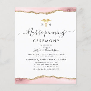 or blush agate Nurse pinning cérémonie Invitation