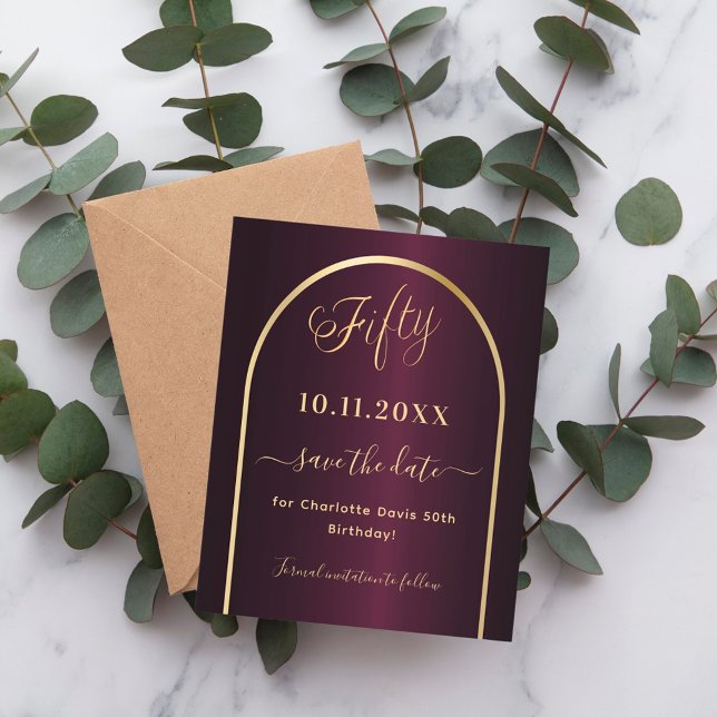 Or Bourgogne 50e anniversaire enregistrer la carte (Créateur téléchargé)