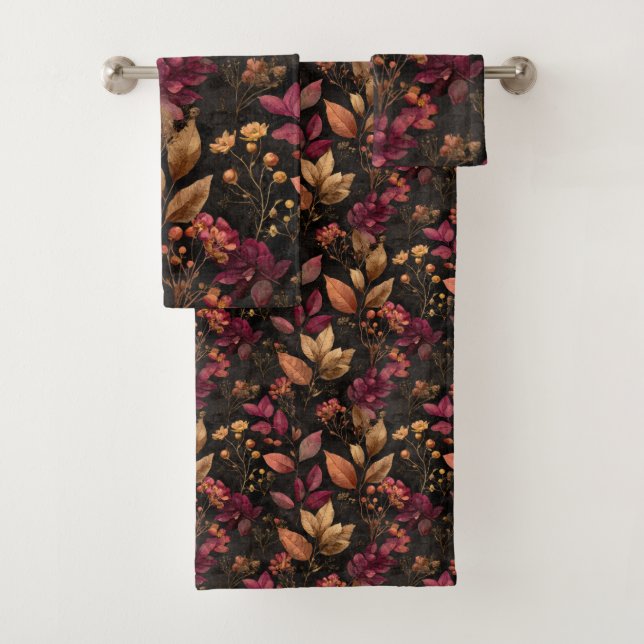 Or Burgundy Noir Fleurs Botaniques Aquarelle (En situation)