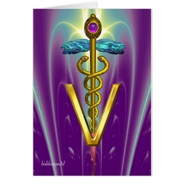 OR CADUCEUS SYMBOLE VÉTÉRINAIRE Bleu pourpre (Devant)
