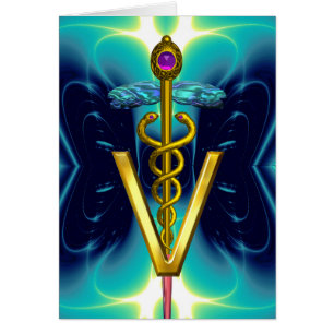 OR CADUCEUS SYMBOLE VÉTÉRINAIRE Turquoise Bleu