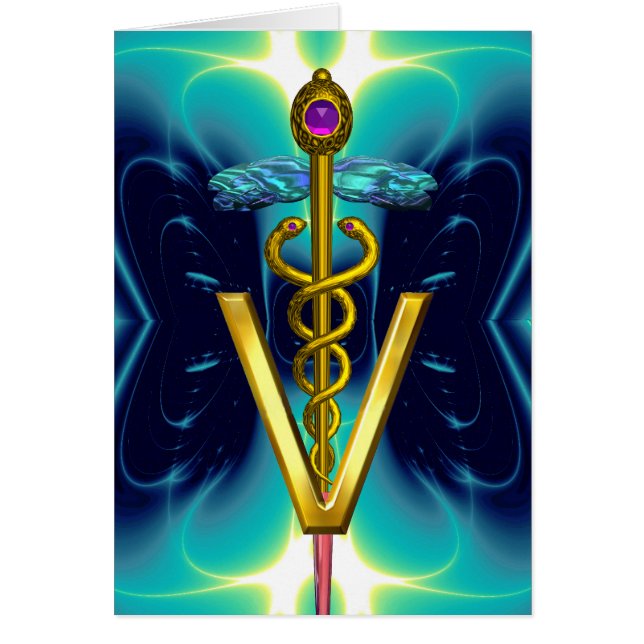 OR CADUCEUS SYMBOLE VÉTÉRINAIRE Turquoise Bleu (Devant)
