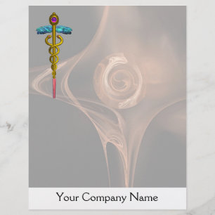 OR CADUCUS SYMBOLE MÉDICALE, Rose fractal Brown